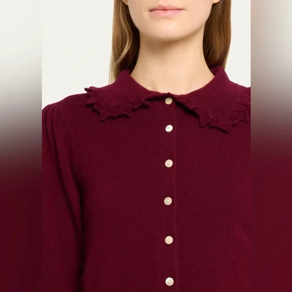 Ulla Johnson Kalila 100% Cashmere Cardigan Small | Malbec Luxury Designer Knit - Picture 3 of 9